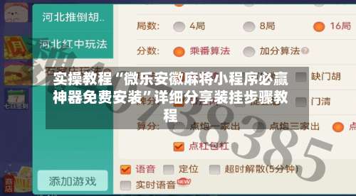 实操教程“微乐安徽麻将小程序必赢神器免费安装	”详细分享装挂步骤教程-第2张图片